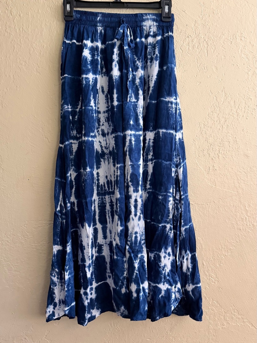 Antique Blue & White Tie-Dye Wide Leg Jumpsuit Pants